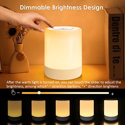 SOLIDEE - LED Night Light Touch Dimmable Bedside Lamp with USB Rechargeable