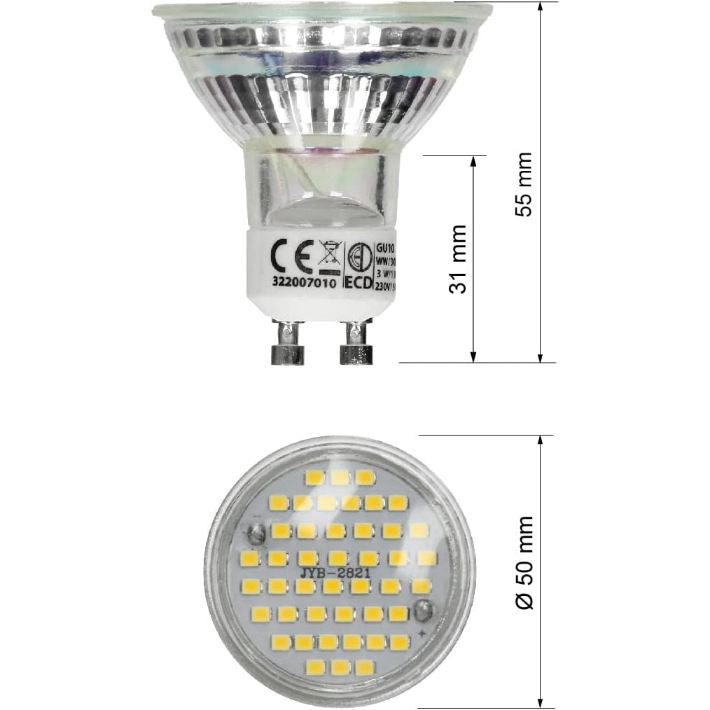 Ecd Germany - Gu10 Led Light Bulb 3W 4000K 320 Lumen 120° Beam Angle