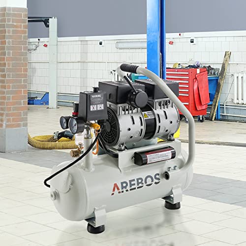 Arebos - Silent Whisper 500W Oil-Free Compressor, 12L, 54.4 dB, Quick Coupling