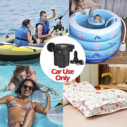 WEY&FLY Quick-Fill Electric Air Mattress Pump with Nozzles DC 12V