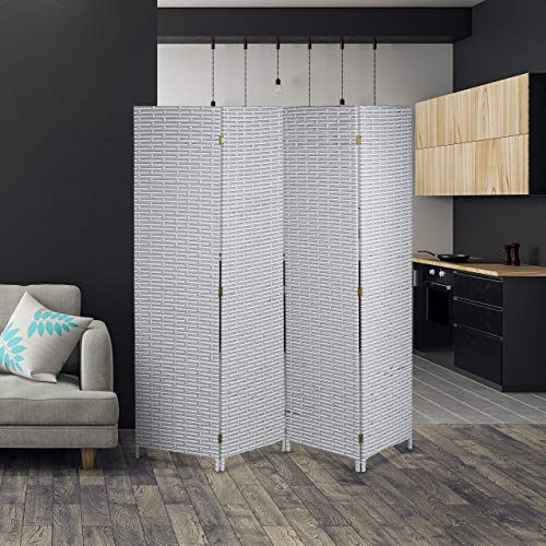 Relaxdays - Folding Room Divider Privacy Screen, 4 Pieces, White-Grey