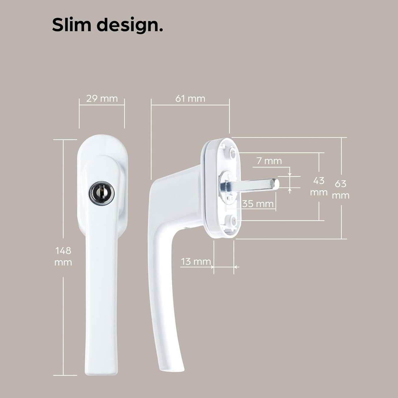 Nibo - Lockable White Child Safety Window Handles With Key