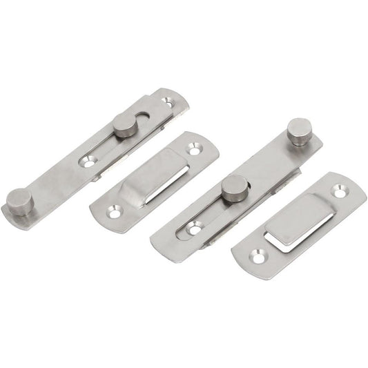 Iivverr - Stainless Steel Security Door Lock Bolt Slide Latch Silver Tone 2 Sets