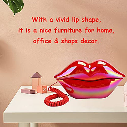 Yitengteng - Plating Red Sexy Lip Corded Phone, Ideal for Home/Office Decor & Gifts