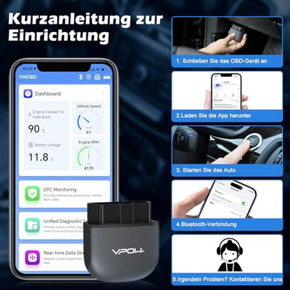 OBD2 - Bluetooth 5.1 Car Diagnostic Tool for iPhone, iOS & Android