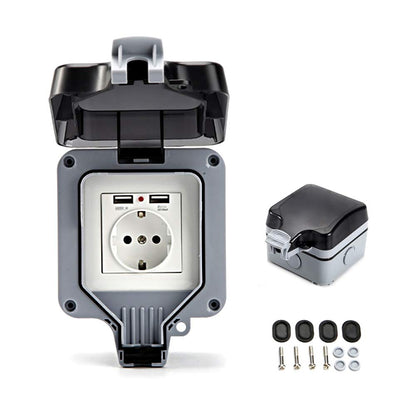 Iriisy - Outdoor Power Socket IP66 With Switch And Hinged Lid