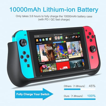 NEWDERY - 10000mAh External Battery Station for Nintendo Switch with Kickstand