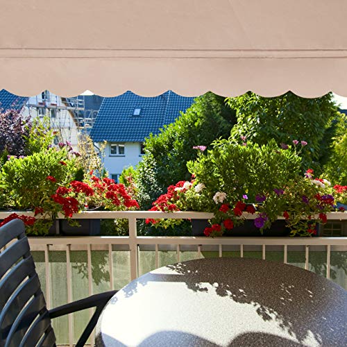 Relaxdays - Retractable Awning 200 cm Manual Blind for Balcony, Beige