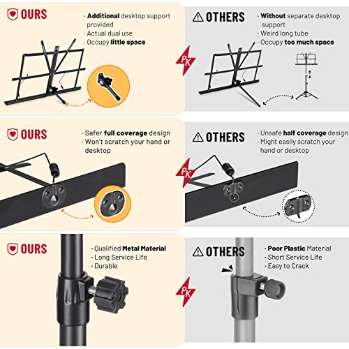 Cahaya - 2 In 1 Dual Use Folding Music Stand & Desktop Book Stand With Carry Bag