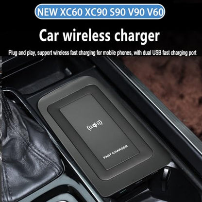 Volvo - Wireless Car Charger 15W Qi Fast Charging Dual USB QC3.0 Ports