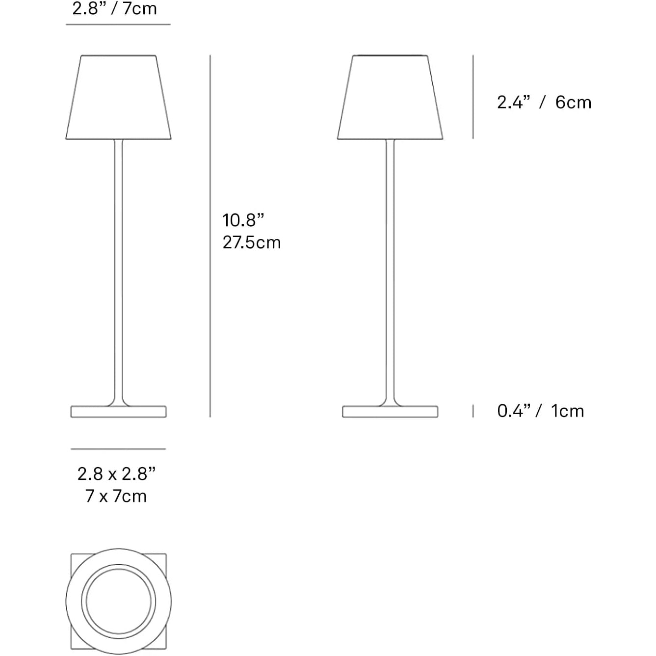 Zafferano - Poldina Pro Micro Rechargeable LED Table Lamp, Dimmable, Indoor/Outdoor, Black