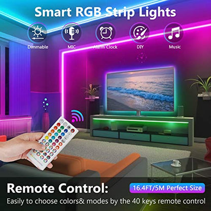 Tvlive - Bluetooth RGB LED Strip 5M, App & Remote Control, Music Sync, Dimmable