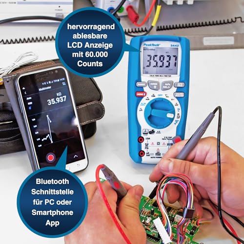 PeakTech - P3442 True RMS Digital Multimeter with Bluetooth & 60,000 Counts