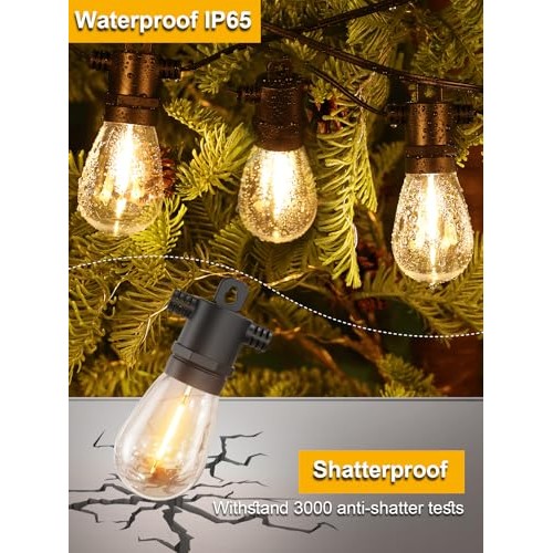 Svater - 150 FT Outdoor String Lights, Waterproof LED Patio Lights with Shatterproof Bulbs