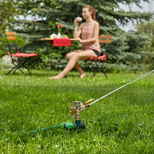 Relaxdays - 360° Pulsation Sprinkler, 24m Range, Metal, Dark Green