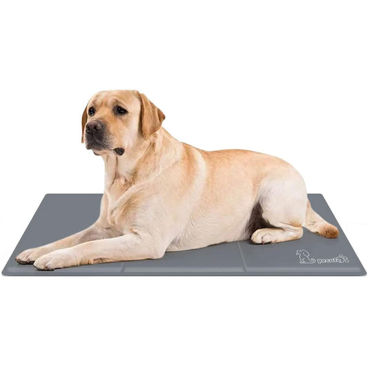 Pecute - Dog Cooling Mat Large 90X50Cm, Non-Toxic Gel Self Cooling Pad (Grey)