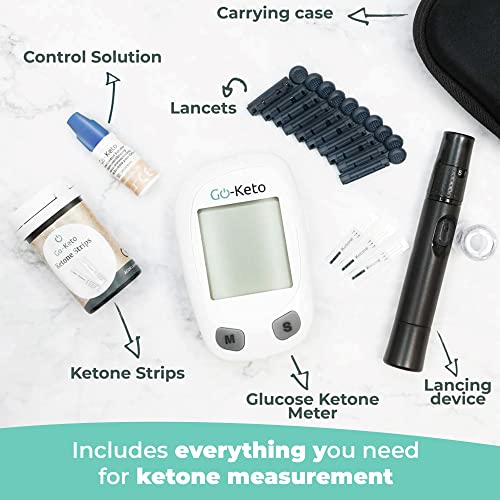 Go-Keto - Ketone Meter Set With 10 Test Strips & Accessories for Keto Diet