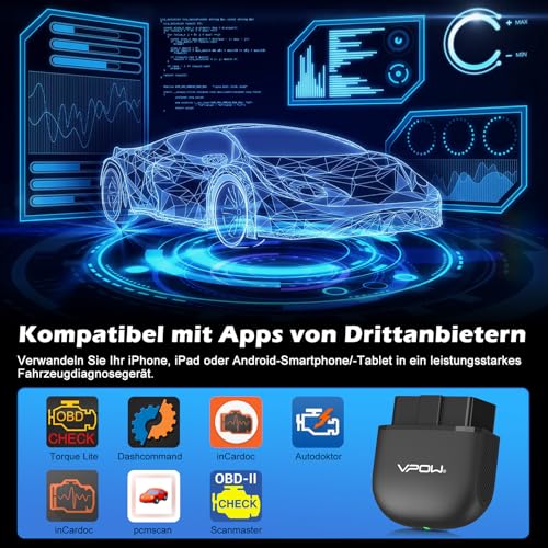 OBD2 - Bluetooth 5.1 Car Diagnostic Tool for iPhone, iOS & Android