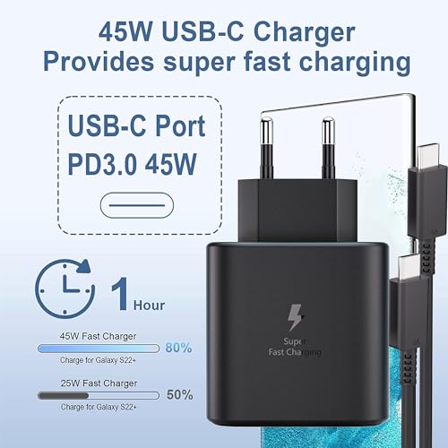 Samsung - 45W Fast USB C Charger With 5A Type-C Cable For Galaxy Devices