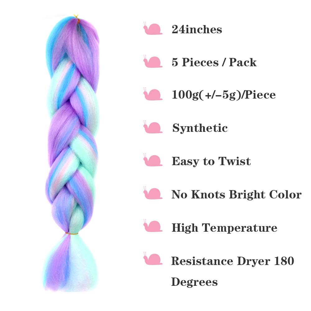 Hdl - 4 Colors Mix Braiding Hair Extensions 24 Inch Synthetic 5Pcs/Lot