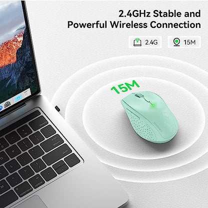 TECKNET - Wireless Mouse 2.4G With 6 Adjustable DPI Levels, Ergonomic Grip, Green