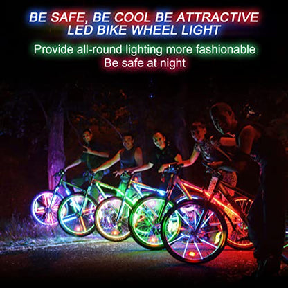 TAGVO - 4pcs Waterproof Bike Spoke Lights With 3 Flash Modes, LED Neon Tire Lamps