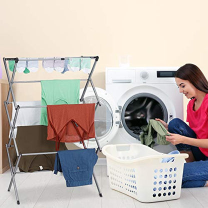 Relaxdays - Foldable & Extendable Laundry Stand With 11 Rails, Space-Saving Drying Rack