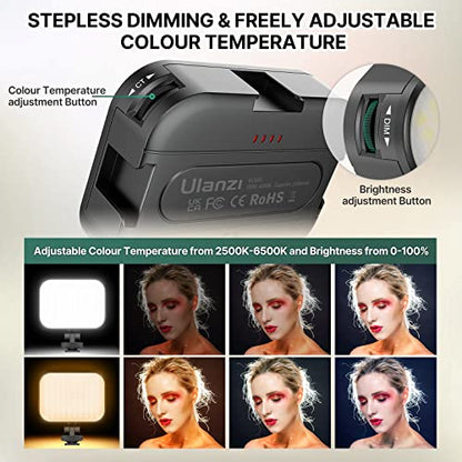 ULANZI - VL100X Bi-Color LED Selfie Light with Clip, Dimmable 2500-6500K