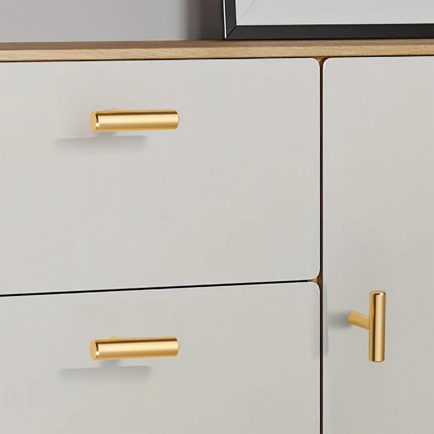 Rlecs - T Bar Cabinet Pull 5-Pack 2In Stainless Steel Euro Style Round Knobs, Gold