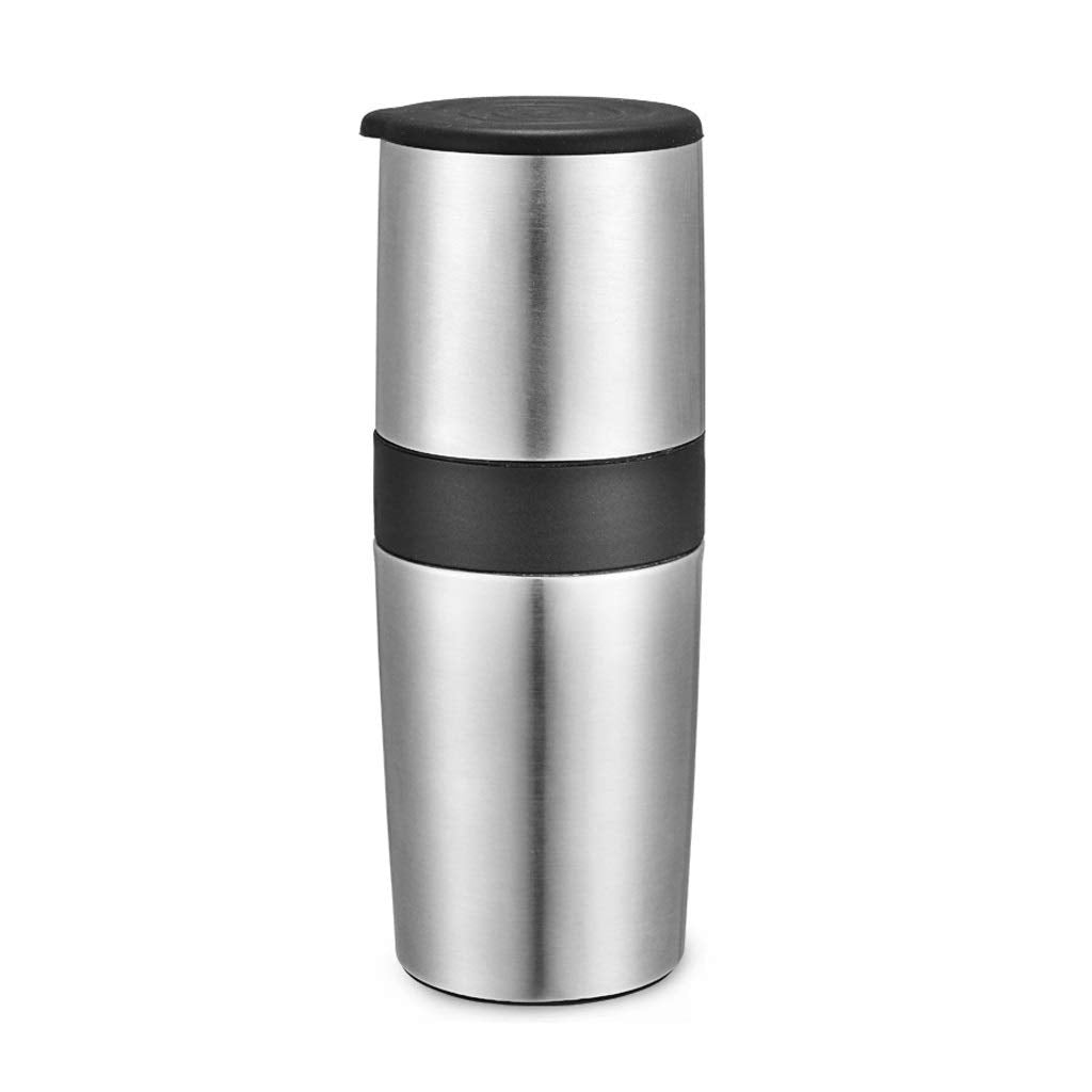 Rhzjh - Portable Freshly Ground Coffee Hand-Made Cup With Grinder (Silver)