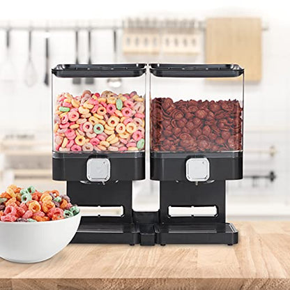 Relaxdays - Double Cereal Dispenser for Cereal, Snacks, and Sweets, Black