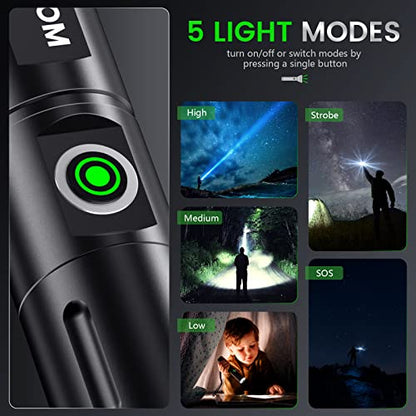 Mowetoo - Rechargeable 3500 Lumens Zoomable Flashlight for Outdoor Activities