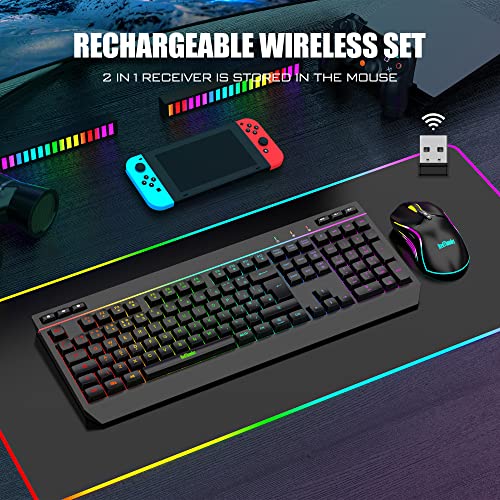 RedThunder - K20 Wireless Keyboard And Mouse Combo, UK Layout, RGB Gaming Set