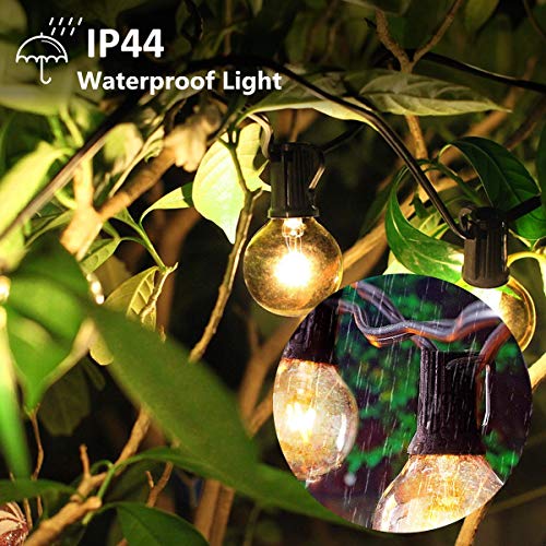 VOKSUN - Solar String Lights, 24.9ft G40 25 Bulbs Waterproof LED Fairy Lights