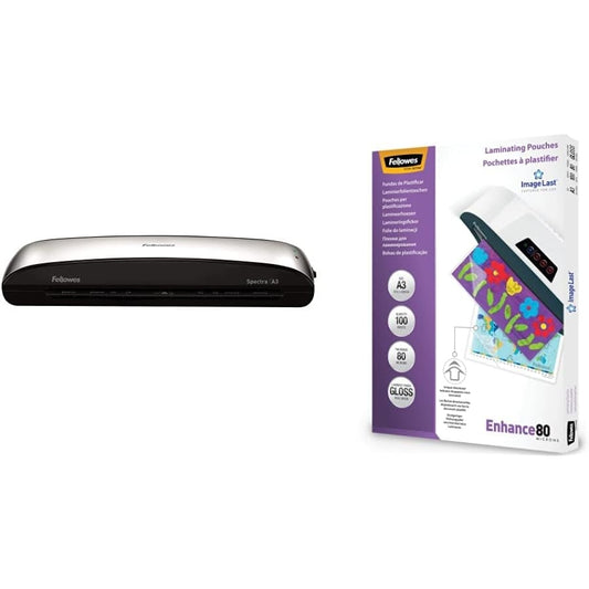 Fellowes - Spectra A3 Laminator 125 Microns Light/Dark Gray & 100 Pouches 80 Microns