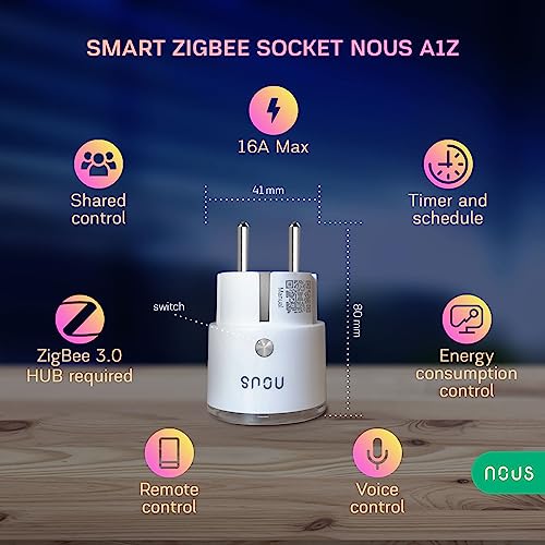 NOUS - A1Z ZigBee Smart Plug with Power Meter, Timer & Remote Control