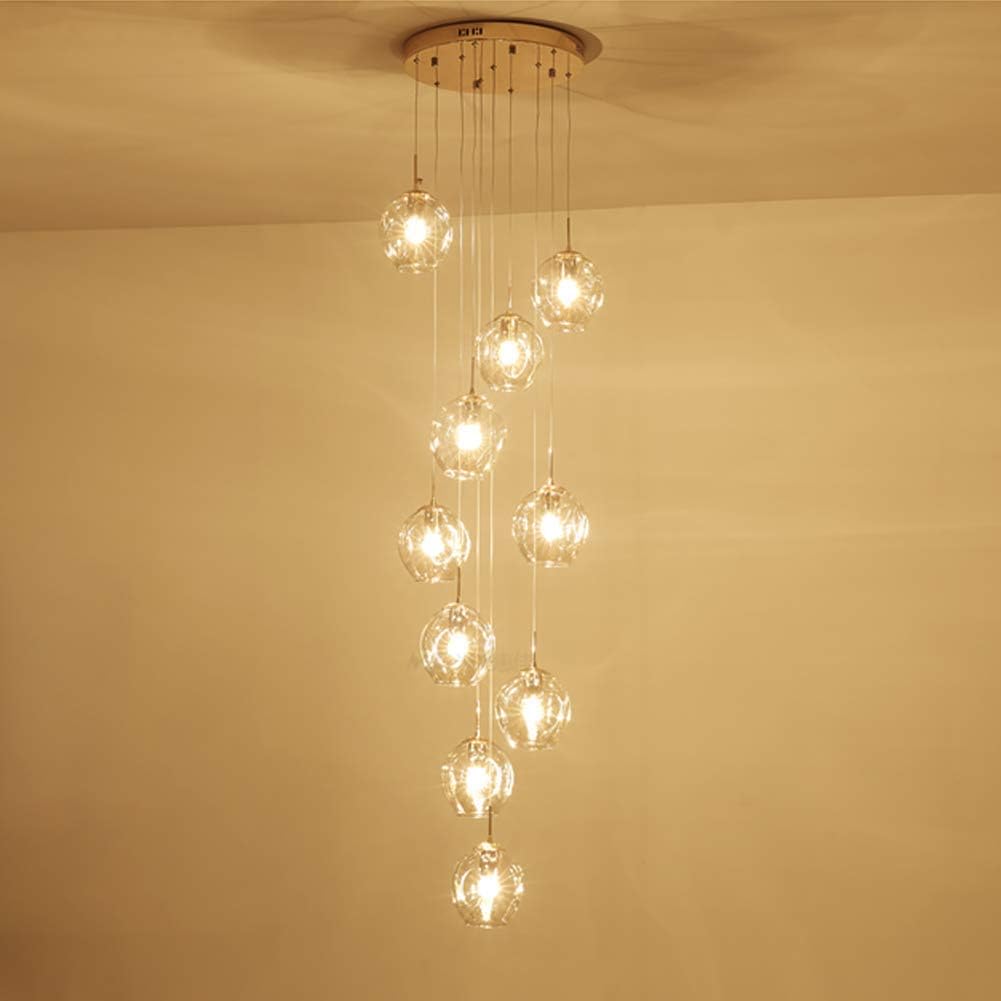 Aaote - Glass Ball 18-Lights Raindrop Chandelier, Adjustable Height Nordic Decor