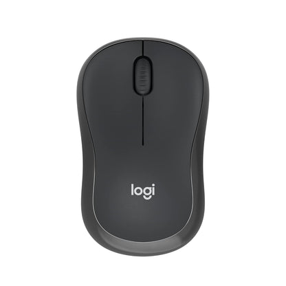 Graphite Logitech M240 Silent Bluetooth mouse, featuring a portable and lightweight design, silent clicks with 90% reduced noise, up to 18-month battery life, and compatibility with multiple operating systems including Windows and macOS.