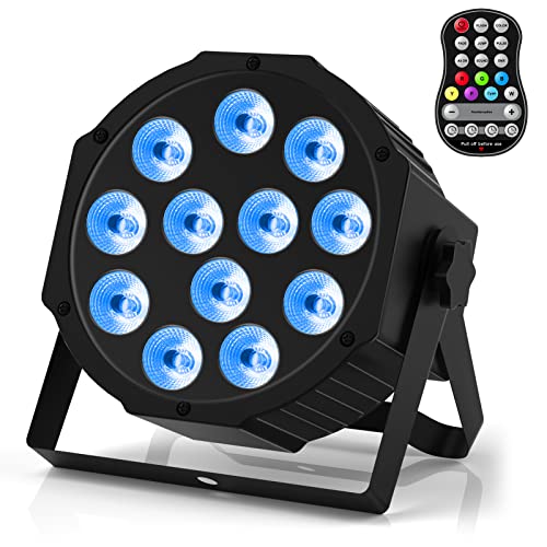 Rechargeable black LED stage light with a high-capacity battery, featuring RGBW 4-in-1 HD lamp beads for multiple color effects and sound activation; designed for various events and easily adjustable angles.