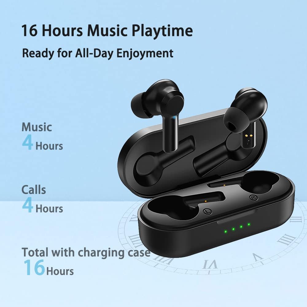 Opifex - Wireless Bluetooth 5 Earbuds, 10mm Drivers, IPX5 Waterproof, Built-In Mic