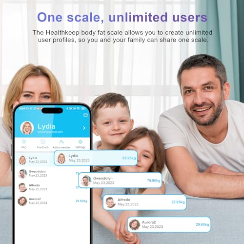 Healthkeep - Bluetooth Body Scales With App, 13 Body Data, Capacity 180kg/400lb