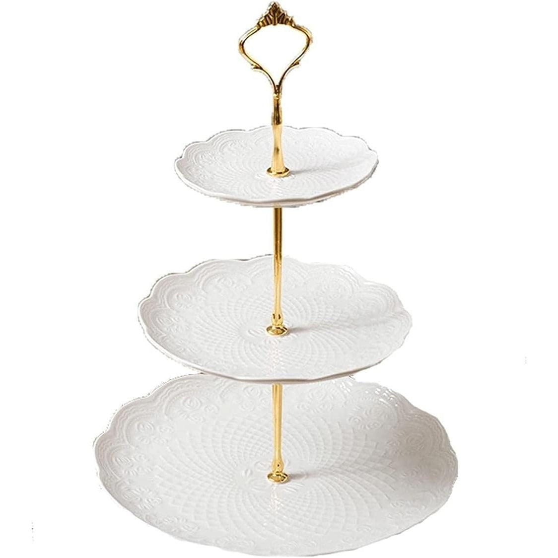 Hejlzc - 3 Tier White Ceramic Cake & Cupcake Stand