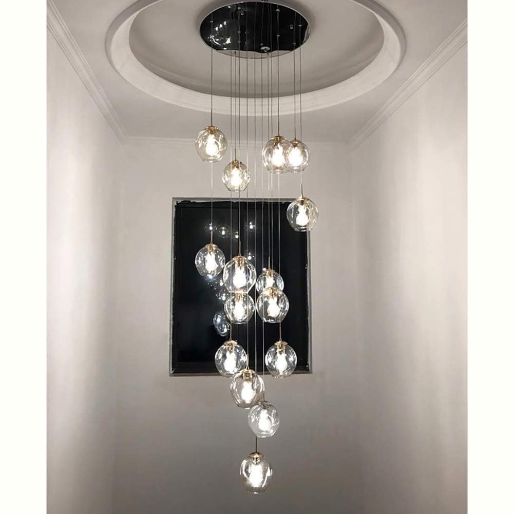 Aaote - Glass Ball 18-Lights Raindrop Chandelier, Adjustable Height Nordic Decor