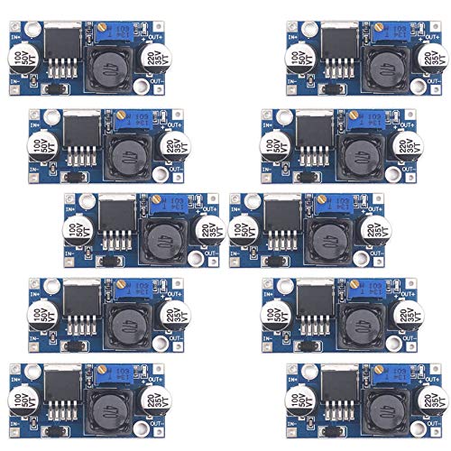 BULVACK 10-Pack LM2596 DC-DC Buck Converter Module, 1.25V-30V 3A Output - SANYO Solid Capacitors, 36U Thick Circuit Boards, H Inductors.