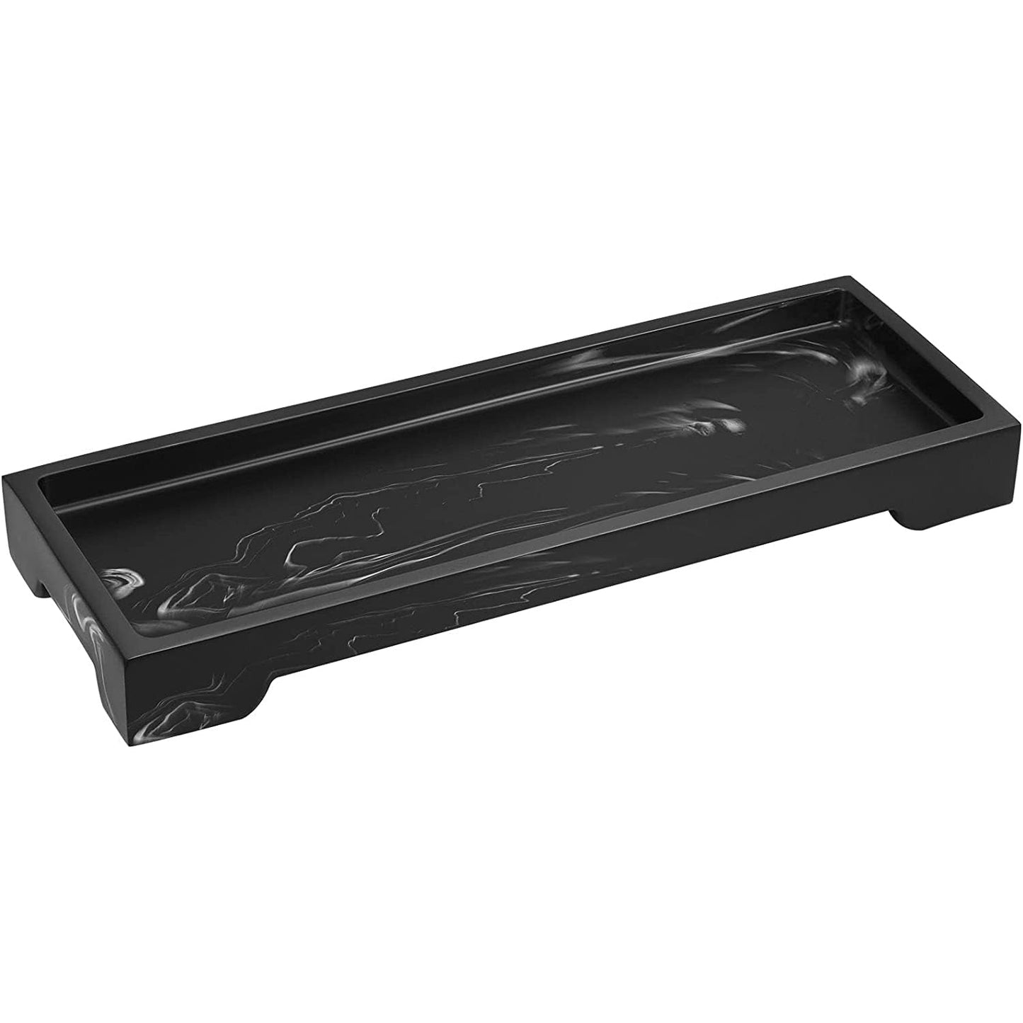 Luxspire - Resin Vanity Tray, 11x4 Inch, Ink Black