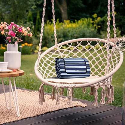 Relaxdays - XXL Picnic Blanket, 200x300 cm, Waterproof Thermal Insulation, Blue/White