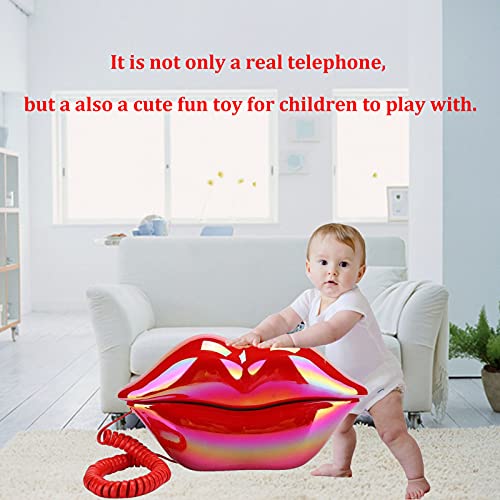 Yitengteng - Plating Red Sexy Lip Corded Phone, Ideal for Home/Office Decor & Gifts