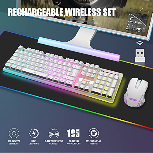 RedThunder - K10 Wireless Gaming Keyboard & Mouse Combo, LED Backlit, UK Layout