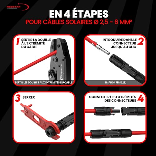 RedStar24 - Solar Crimping Pliers Set for PV Cables with Connectors and Keys