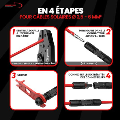 RedStar24 - Solar Crimping Pliers Set for PV Cables with Connectors and Keys